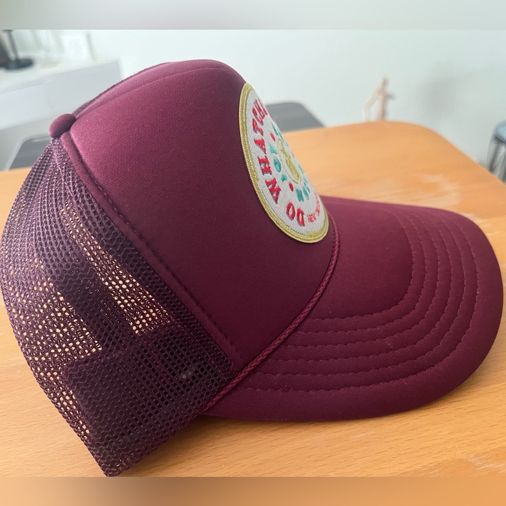 Burgundy “DO WHATCHA WANNA” Trucker Hat by JAMNOLA™ - Picture 3 of 5